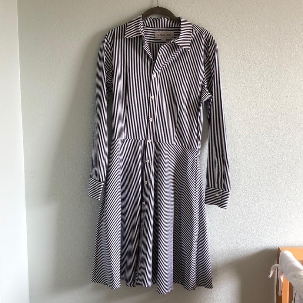 Serena & Lily blue striped shirt dress - NWOT